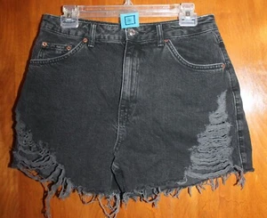 TOPSHOP Ladies' Sz 8 DENIM/JEAN SHORTS (Black w/ 4" Inseam; High Waist) EUC - Picture 1 of 2