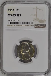 1963 5C FS Jefferson Nickel NGC MS65 5FS    4707076-007 - Picture 1 of 2