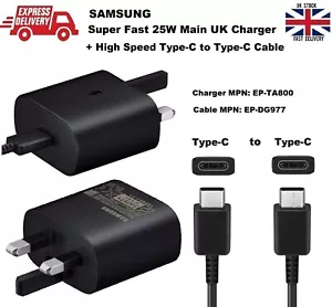 Genuine Samsung Super FAST 25W Charger Type-C Cable for Galaxy S22 FE S22+ Ultra - Picture 1 of 8