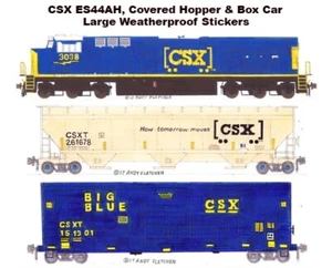 CSX ES44AH, Covered Hopper und Box Car 3 große 2,5"x6-10" Aufkleber Andy Fletcher - Bild 1 von 1