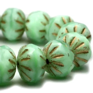 0435, 6x9mm Cruller, Mint with a Gold Wash, 5 Cruller Beads (c6x9-2) - Picture 1 of 1