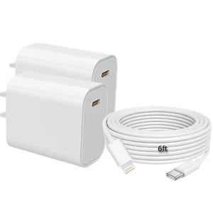 USB C Charger Block 20W Fast iPhone Charging Cable 6FT Cord for iPhone 16/15/14 - Picture 1 of 10