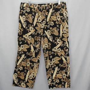 Pantalones capri Kahala negros/crema para mujer talla 12 botones de coco hechos en Hawai - Imagen 1 de 8