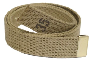 US Navy Khaki Web Belt With Anodized Brass Tip 1 Inch Belt 35 Inch Long 2PK - Picture 1 of 1