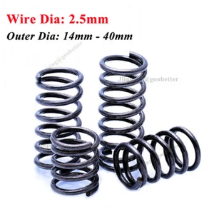Compression Spring 2.5mm Wire Dia Spring Steel Pressure/Coil Springs OD 14-40mm - Picture 1 of 12
