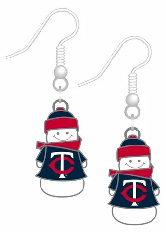Minnesota Twins Baseball Team Logo MLB Snowman Charm Dangle Earrings Set Cover