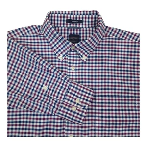 Dockers Battery Street Collection Classic Fit Stretch Shirt L Plaid Purple Navy - Picture 1 of 10