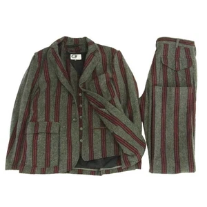 Engineered Garments 3 Piece Wool Striped Baker Jacket Vest Pants XS Gray #EK BDA - Picture 1 of 9