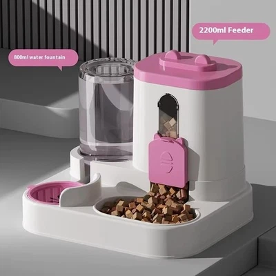 Dispensador de alimentos para gatos 2 en 1 integrado de agua y alimentos alimentador para gatos completamente automático Foto 1 de 4