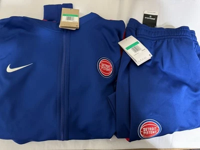 Nike 2-PIECE Mens XL Detroit Pistons Basketball NBA On Court Team PE Warmup Suit - Image 1 of 4