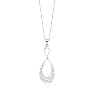Eclipse Sterling Silver Infinity Necklace Made with Austrian Crystals Pendant - Picture 1 of 1