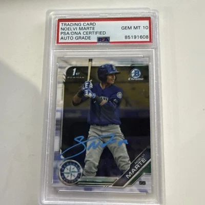 2019 Bowman Chrome Prospects "SIGNED" Noelvi Marte #BCP97 PSA 10 Auto Only - Image 1 of 3