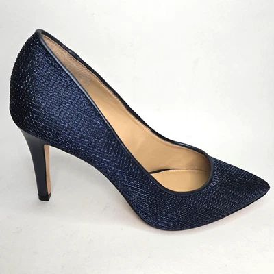Tacones de malla brillante Antonio Melani para mujer 7,5 M azul medianoche puntiagudos punta cerrada Foto 1 de 4