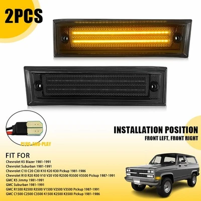 Luces de señalización laterales LED para parachoques delantero GMC R1500 R2500 R3500 1987-1991 E Foto 1 de 4