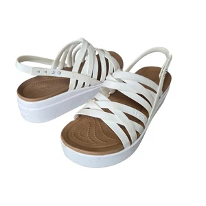 Crocs Brooklyn Strappy Platform Sandals shoes SZ 9 white 206751 LiteRide - Picture 1 of 8
