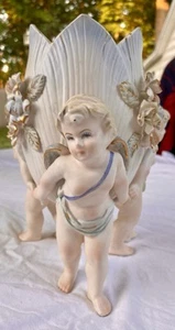 Vtg Lenwile Ardalt Artware 3D Japan 3 Angels Cherubs Holding Planter Vase Bowl - Picture 1 of 8