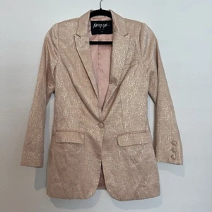 Nasty Gal Pink Shiny One Button Lined Mid Length Blazer Size XS - Picture 1 of 8