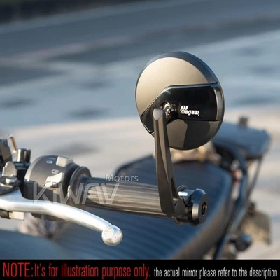 Espejos retrovisores de extremo de barra Missie redondos negros 6mm barra roscada atornillada para moto Foto 1 de 4