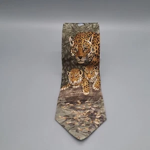 Vintage Endangered Species Neck Tie Jaguar Jungle Marc Dennis Big Cat - Picture 1 of 10