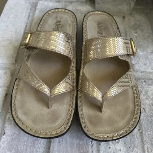 Alegria Valentina VAL-529 Womens EU 40 US 9.5-10 Gold Leather Slip On Sandals - Picture 1 of 13