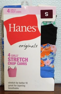 Hanes Originals Girls Size Small Sz 6 Lt Blue, Black  Multi Crop Camis Tops 4 Pk - Picture 1 of 4