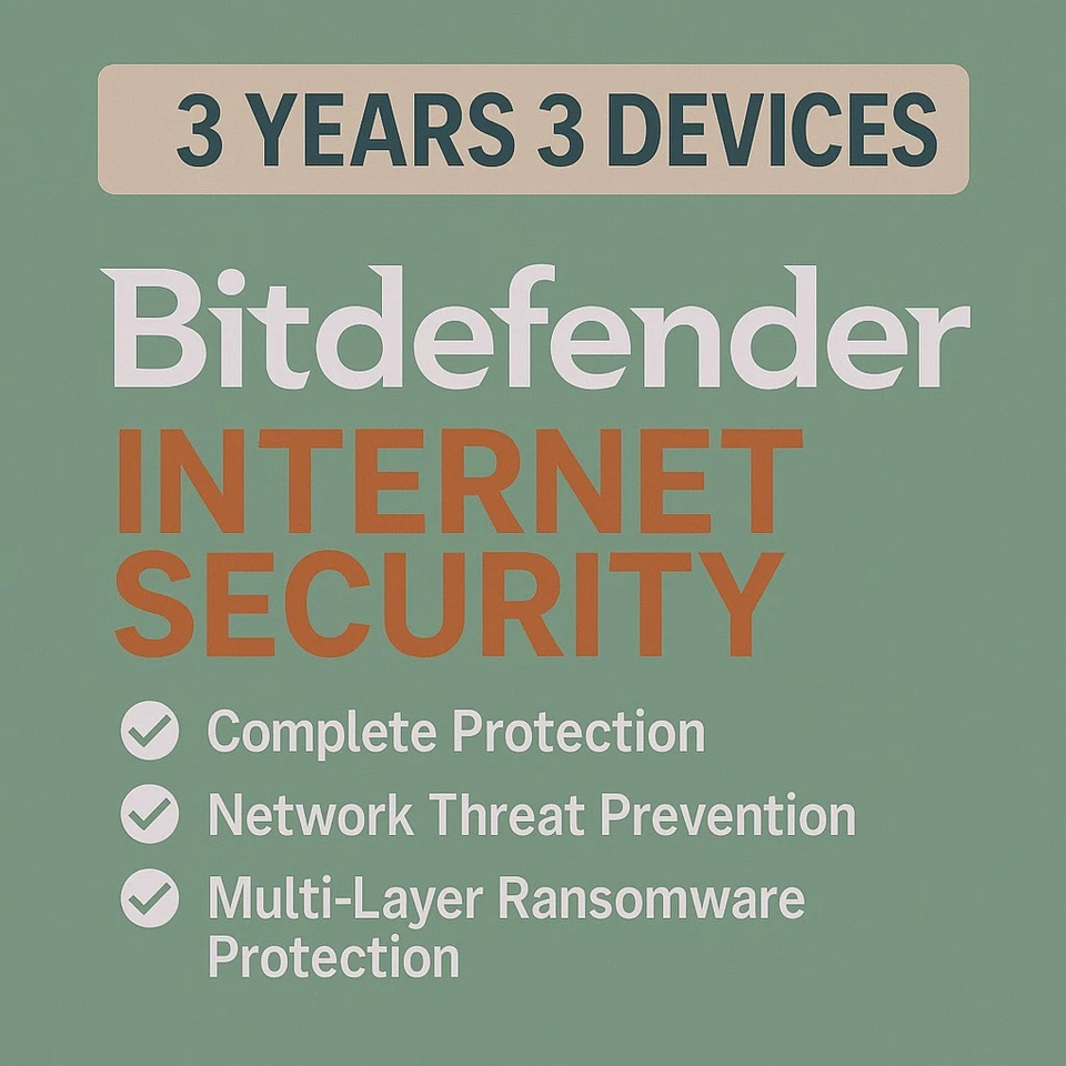 Bitdefender Internet Security 2026 - 3 Years For 3 Windows PC + Daily VPN - Image 1 of 1