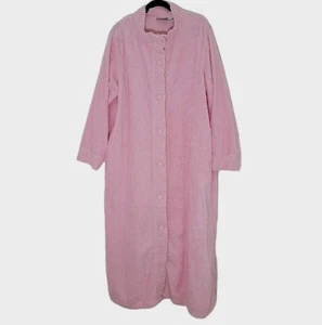 Vintage Blair Chenille 100 % Baumwolle durchgehende Knopfleiste rosa Morgenmantel Taschen Gr. XL EUC - Bild 1 von 13