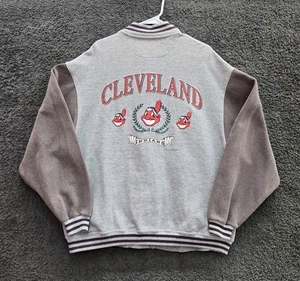 Vintage Cleveland Indians Varsity Jacket Men's Large Coat Chief Wahoo 1990s MLB - Picture 1 of 15