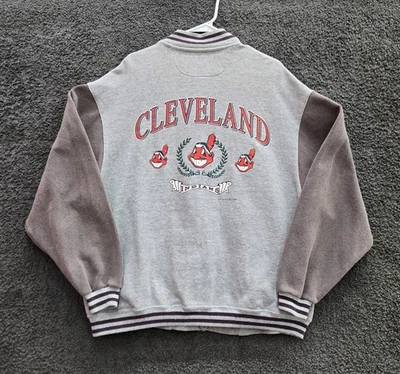 Vintage Cleveland Indians Varsity Jacket Men's Large Coat Chief Wahoo 1990s MLB - Image 1 of 4