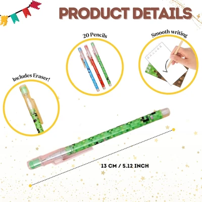 40 PCS Pixel Theme Party Favors Mini Party Supplies 20 Pencils 20 Miner Theme - Image 1 of 4