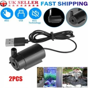 2PCS Mini Water Pump Small Mute Submersible USB Cable Garden Home Fountain - Picture 1 of 11