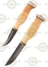 ???? PUUKKO - Cuchillo doble con desollador - hoja de 9,5cm + Funda Cuero Original