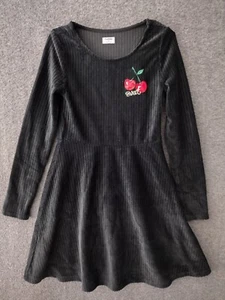 V.&GRIN Girls S Black Long Sleeve Velvet Dress A-Line Round Neck Maxi Dress - Picture 1 of 11