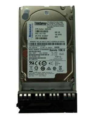 Lenovo 900GB 10K SAS 6Gb/s 2.5" HDD w/Tray 03X3789 TD340 RD430 RD440 RD630 RD640 - Image 1 of 2