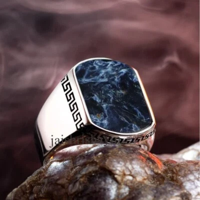 925 Sterling Silver Pietersite Gemstone Ring For Men Gift Valentine day Ring - Image 1 of 4