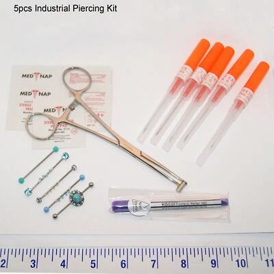 14G Piercing Jewelry Industrial Barbell Earrings Vintage Style CZ Cartilage 38mm - Image 1 of 4