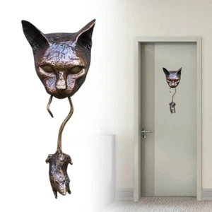 Cat and Mouse Wall Hanging Door Knocker or Wall Resin Ornaments Rusty Cast Iron - Picture 1 of 9