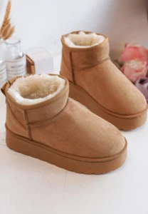 New Kid's Tan Suede Platform Fur Lined Low Ankle Boots.More Color&Size.EU 25- 36 - Picture 1 of 9