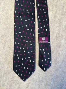HAINES & BONNER 100% SILK MENS DIAMOND PRINT TIE - Picture 1 of 7