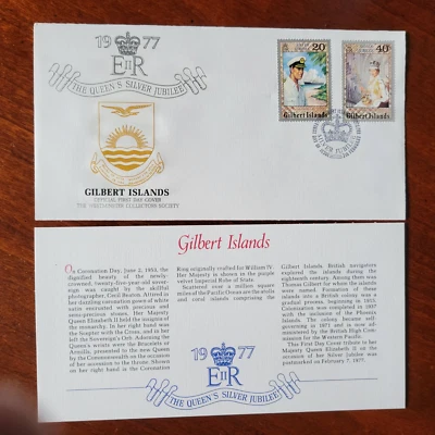 British Gilbert Islands Scott#294 and 295 FDOI QEII 25th Anniversary  - Image 1 of 2