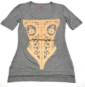 Vivienne Westwood Red Label Kurzarm T-Shirt Korsett Print grau Gr. 1 (XS) - Bild 1 von 10
