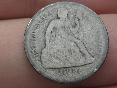 1860 P Seated Liberty Silver Dime- Good Details Cover