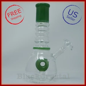 9 inch Premium Green Donut Stem Hookah Bubbler Tobacco Smoking Water Glass Pipes - Picture 1 of 5