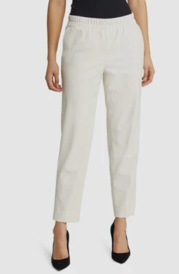 Pantalón de vestir Anne Klein para mujer marfil imitación cuero corte recto al tobillo talla XL Foto 1 de 2