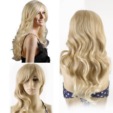 New Fashion Blonde Sexy Long Wavy Curly Women Lady Girl Hair Wig Full Wigs + Cap