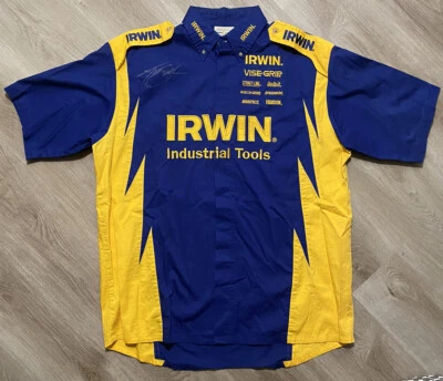 NASCAR Kyle Busch Autografiado Irwin Herramientas Industriales Abotonadas. Talla L. Foto 1 de 4