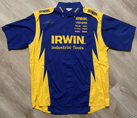 NASCAR Kyle Busch Autographed Irwin Industrial Tools Button Up. Size L Cover