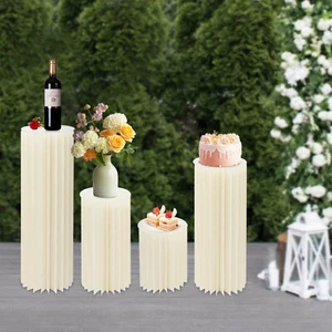 Set of 4 DIY Cardboard Flower Cake Stand Weddings Centerpiece Decoration Column - Picture 1 of 18