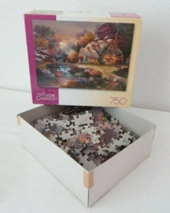 *USED The Puzzle Collection 750 Piece Puzzle- Garden Wishing Well Scene Pretty - Picture 1 of 7