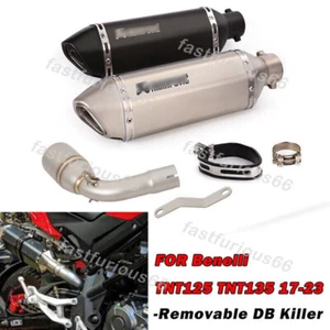 For Benelli TNT125 135 2017-2025 Exhaust Pipe 51mm Muffler Tips With DB Killer - Picture 1 of 12
